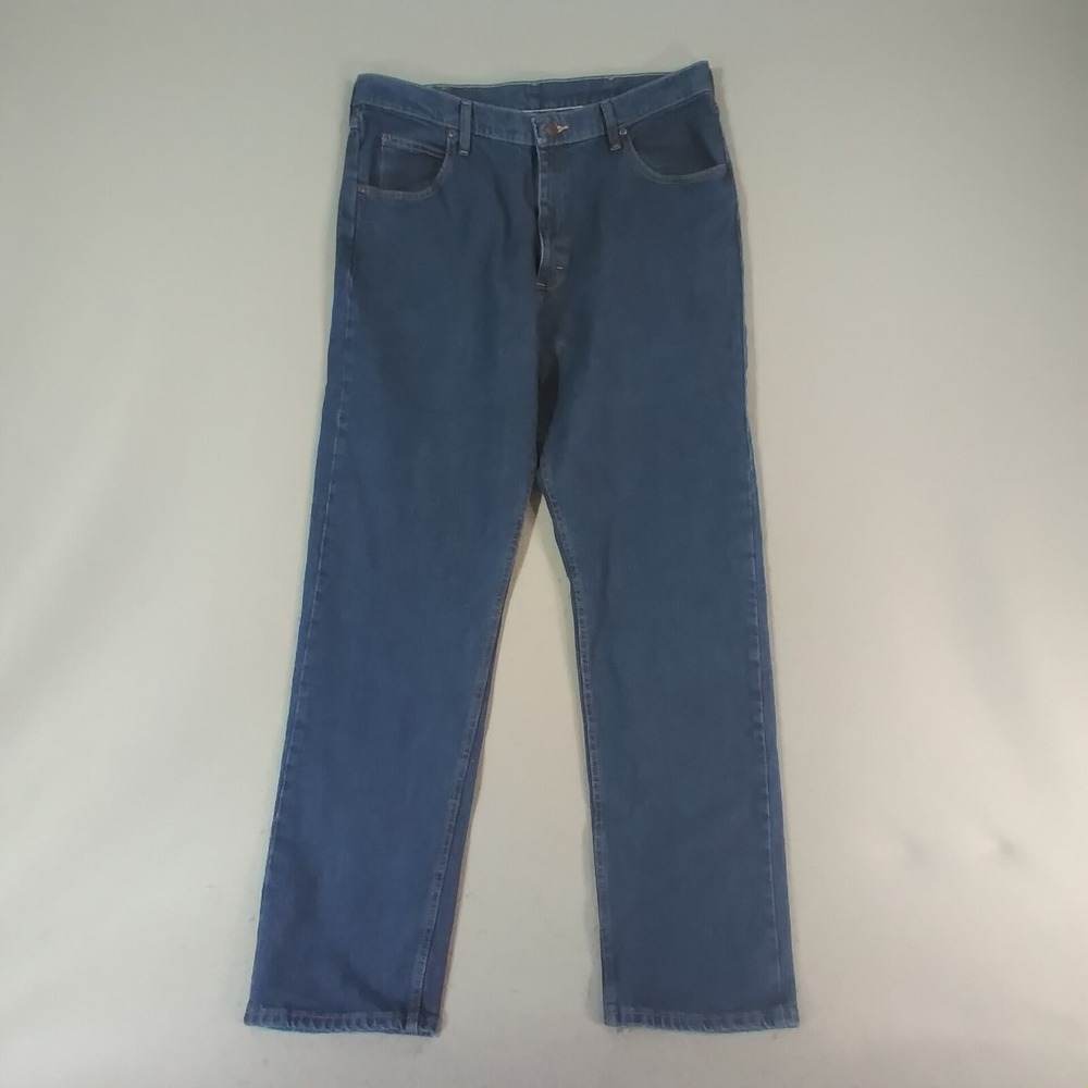 Wrangler jeans men's 36 x 34 regular fit straight blue Flex stretch denim pants